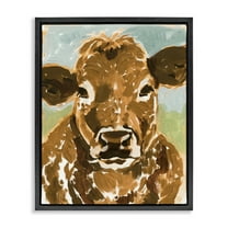 Stupell Industries Spotted Cattle Calf Animals & Insects Painting Black Floater Framed Canvas Art Print Wall Art, 17 x 21