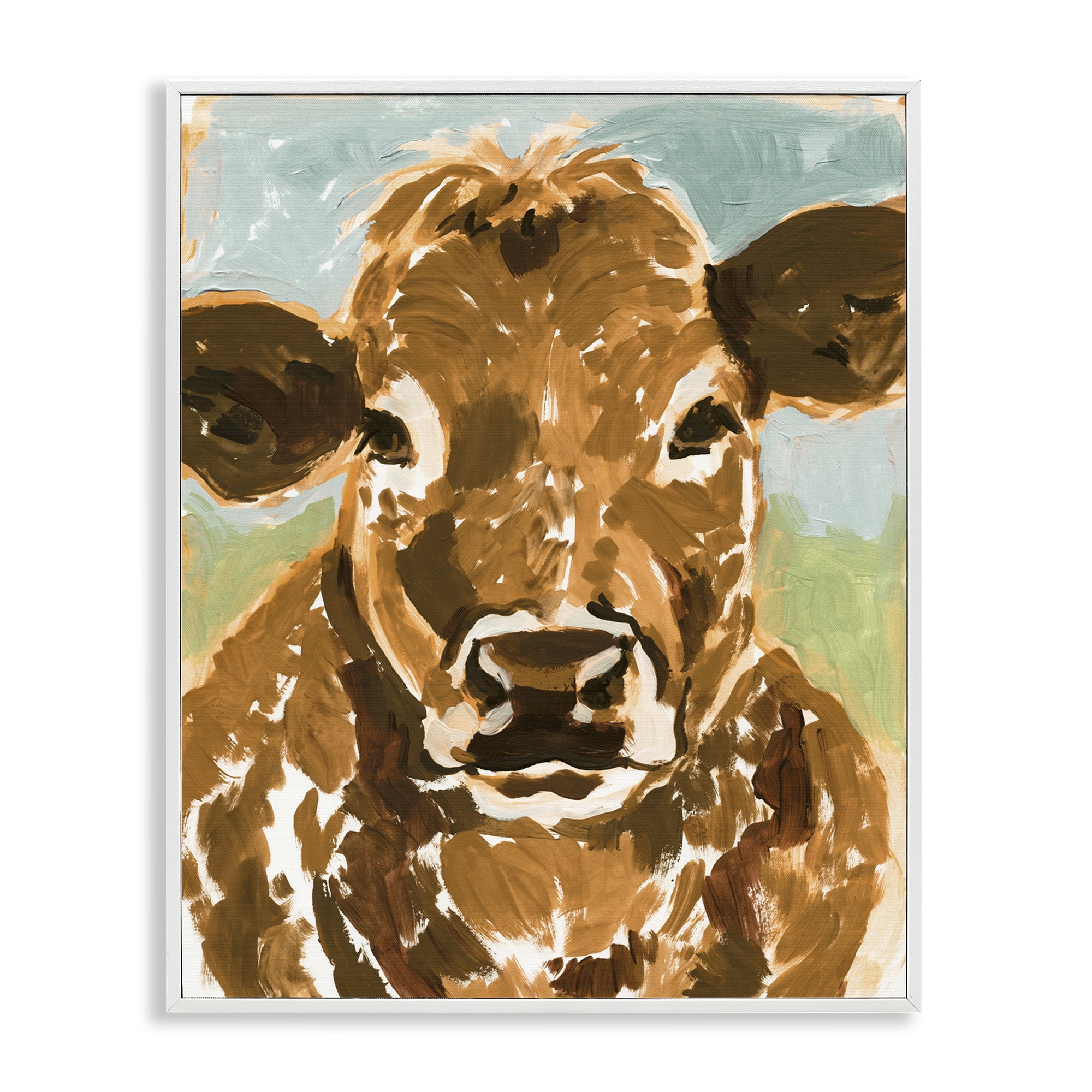 Stupell Industries Spotted Cattle Calf Animals & Insects Painting White Framed Art Print Wall Art, 16 x 20