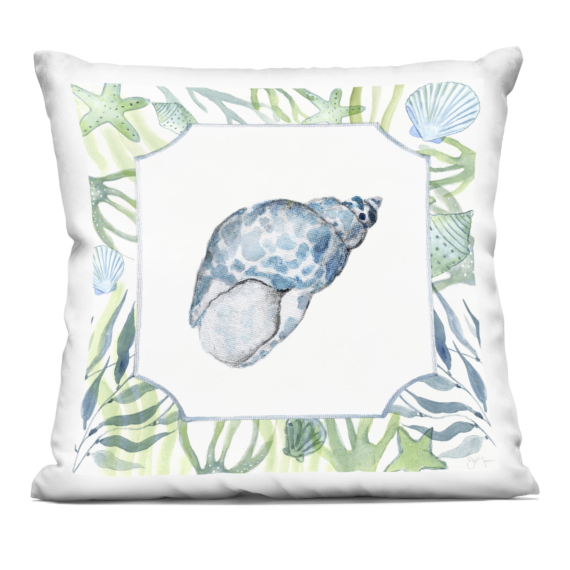 Stupell Industries Spotted Cowrie with Seaweed Decorative Printed Throw Pillow, design by Janet Tava, 18 x 7 x 18
