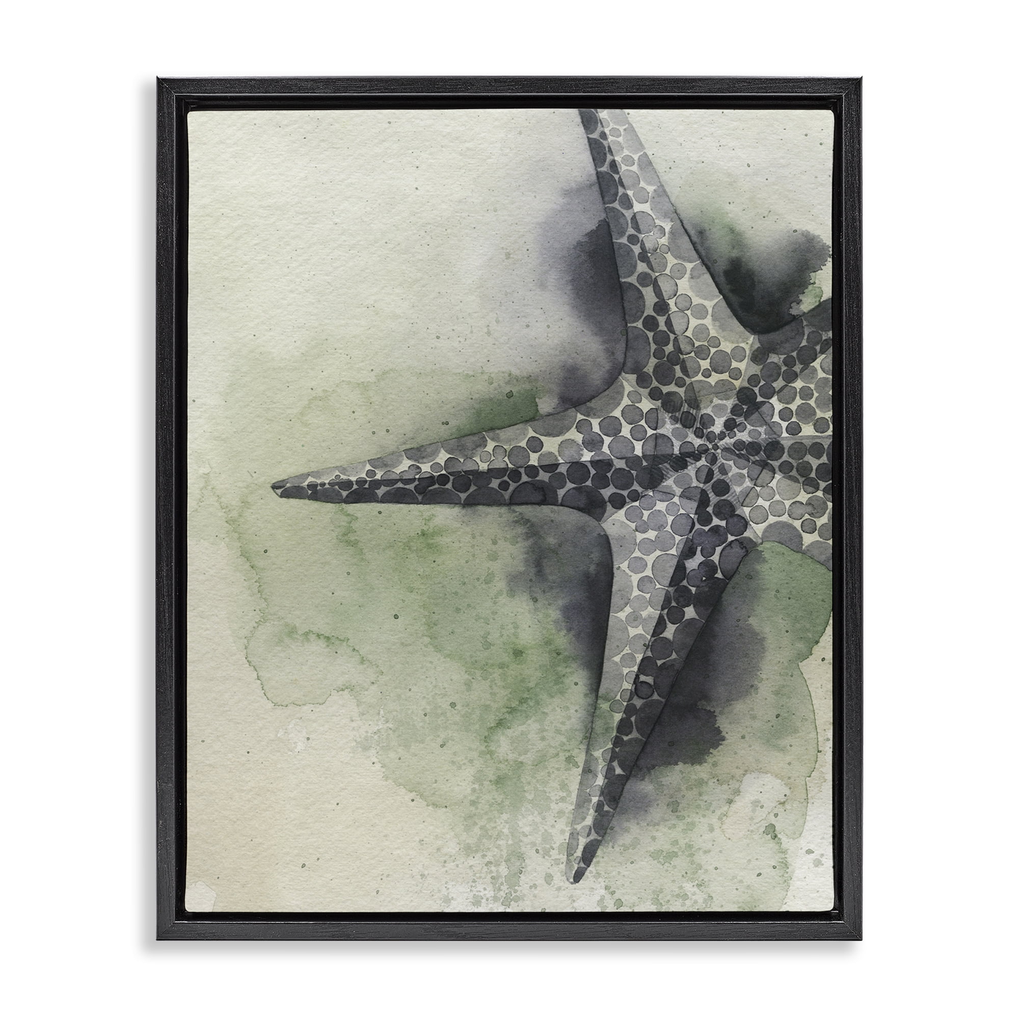Stupell Industries Spotted Grey Starfish Animals & Insects Painting Black Floater Framed Canvas Art Print Wall Art, 17 x 21