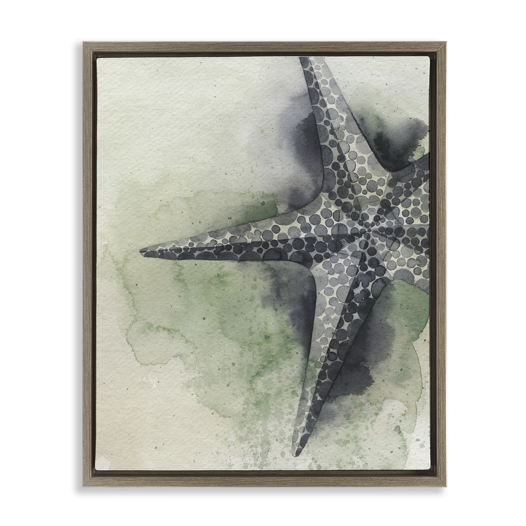 Stupell Industries Spotted Grey Starfish Animals & Insects Painting Brown Floater Framed Canvas Art Print Wall Art, 25 x 31