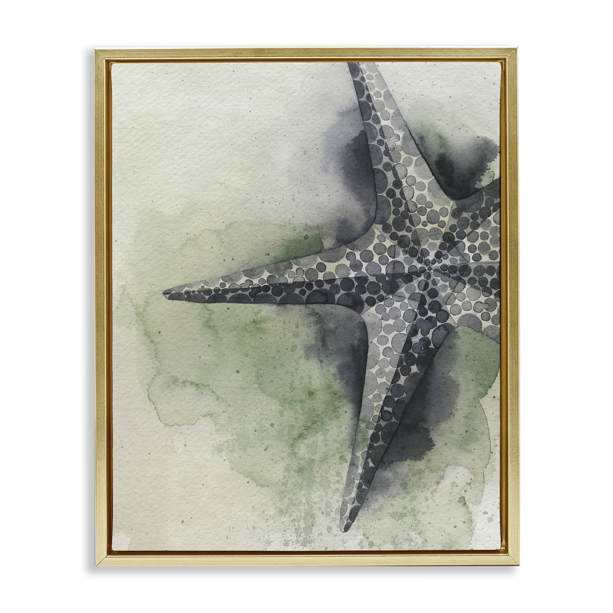 Stupell Industries Spotted Grey Starfish Animals & Insects Painting Gold Floater Framed Canvas Art Print Wall Art, 25 x 31
