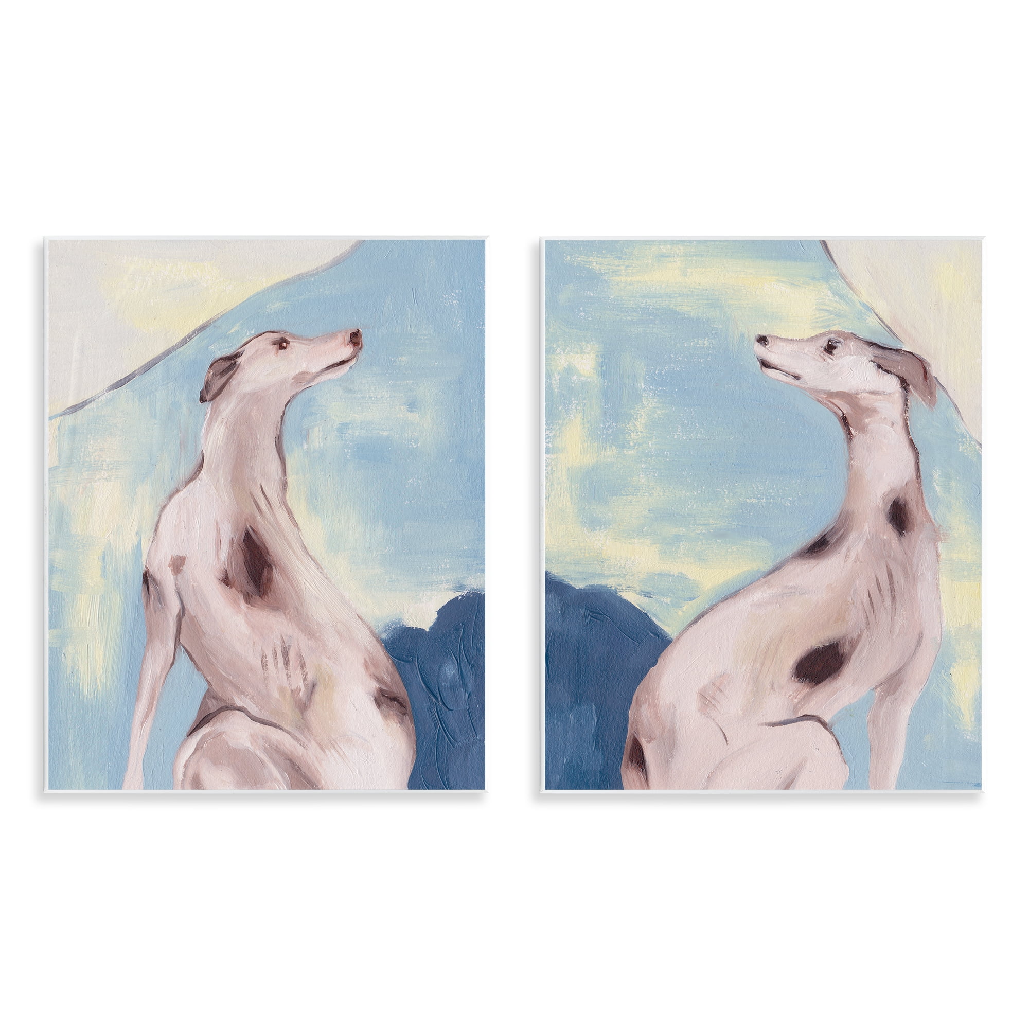 Stupell Industries Spotted Greyhound Dogs Animals Painting Unframed Art Print Wall Art, 11 x 14, Set of 2