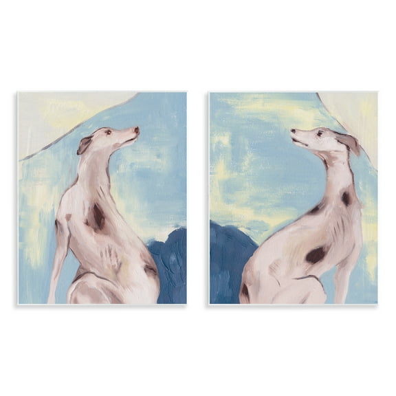 Stupell Industries Spotted Greyhound Dogs Animals Painting Unframed Art Print Wall Art, 11 x 14, Set of 2