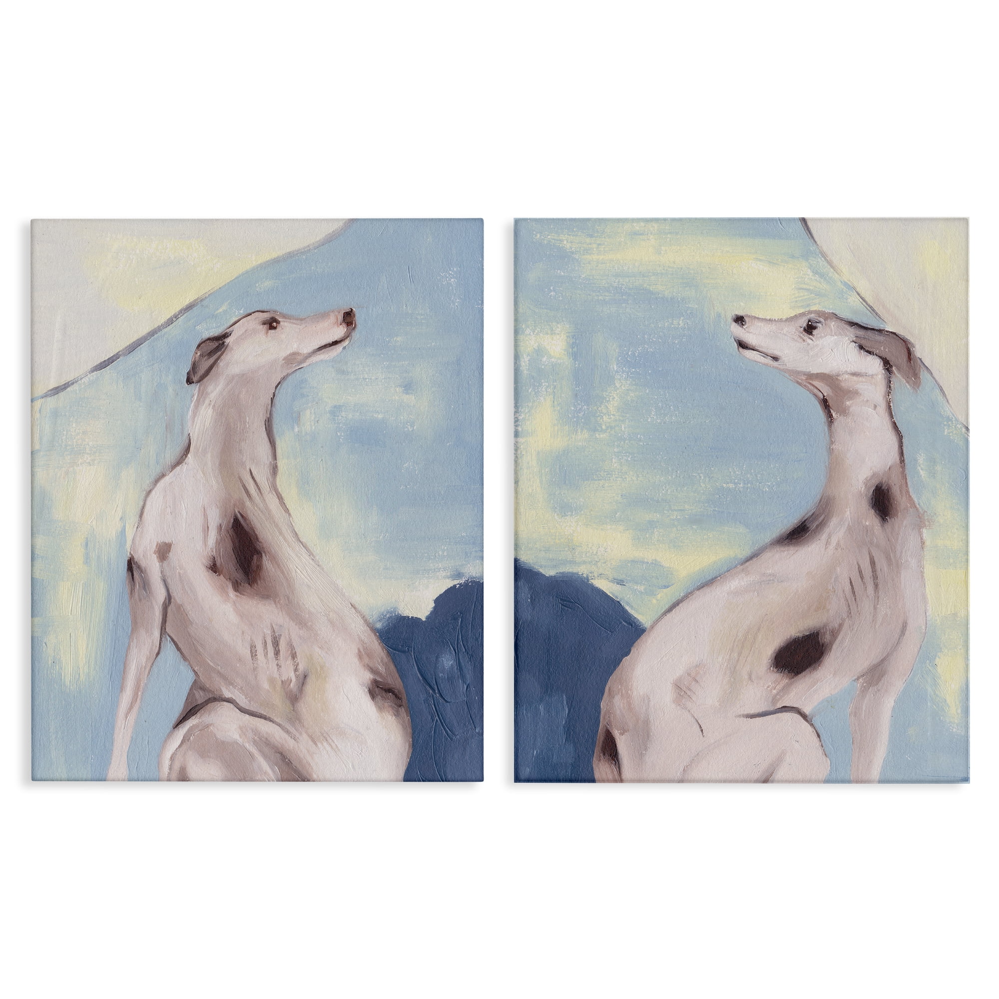 Stupell Industries Spotted Greyhound Dogs Animals Painting Wrapped Canvas Art Print Wall Art, 24 x 30, Set of 2