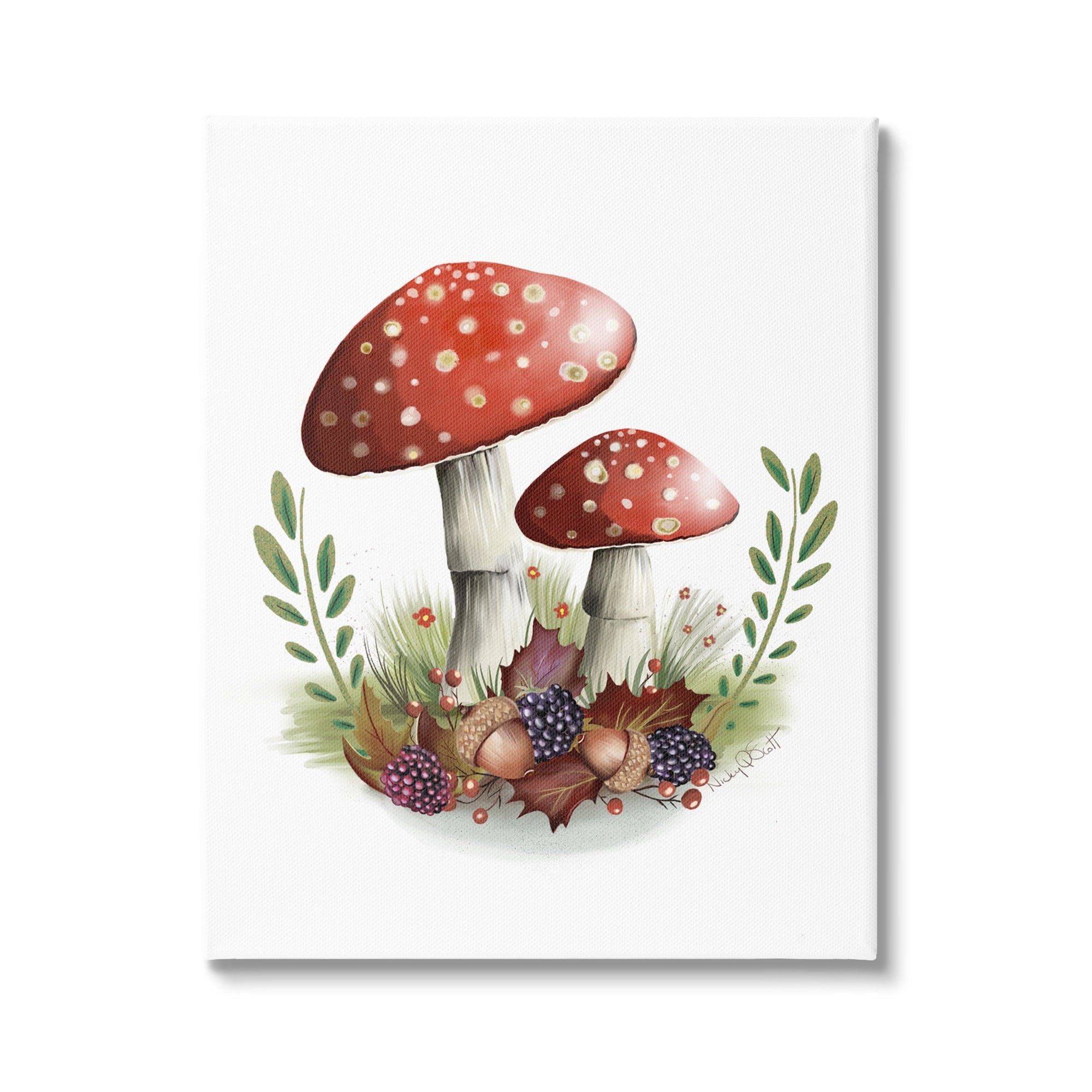 Stupell Industries Spotted Mushrooms Forest Floor Floral Botanicals Plants Graphic Art Gallery Wrapped Canvas Print Wall Art, Design by Studio Q