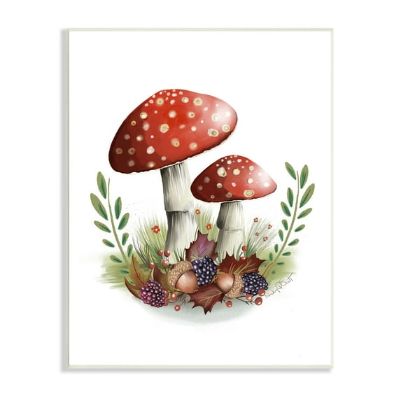Stupell Industries Spotted Mushrooms Forest Floor Floral Botanicals Plants Graphic Art Unframed Art Print Wall Art, Design by Studio Q