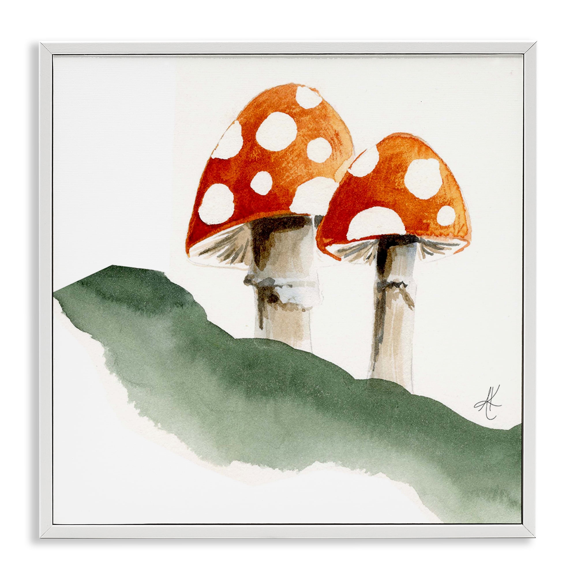 Stupell Industries Spotted Red Mushrooms Plants & Flowers Painting White Framed Art Print Wall Art, 17 x 17
