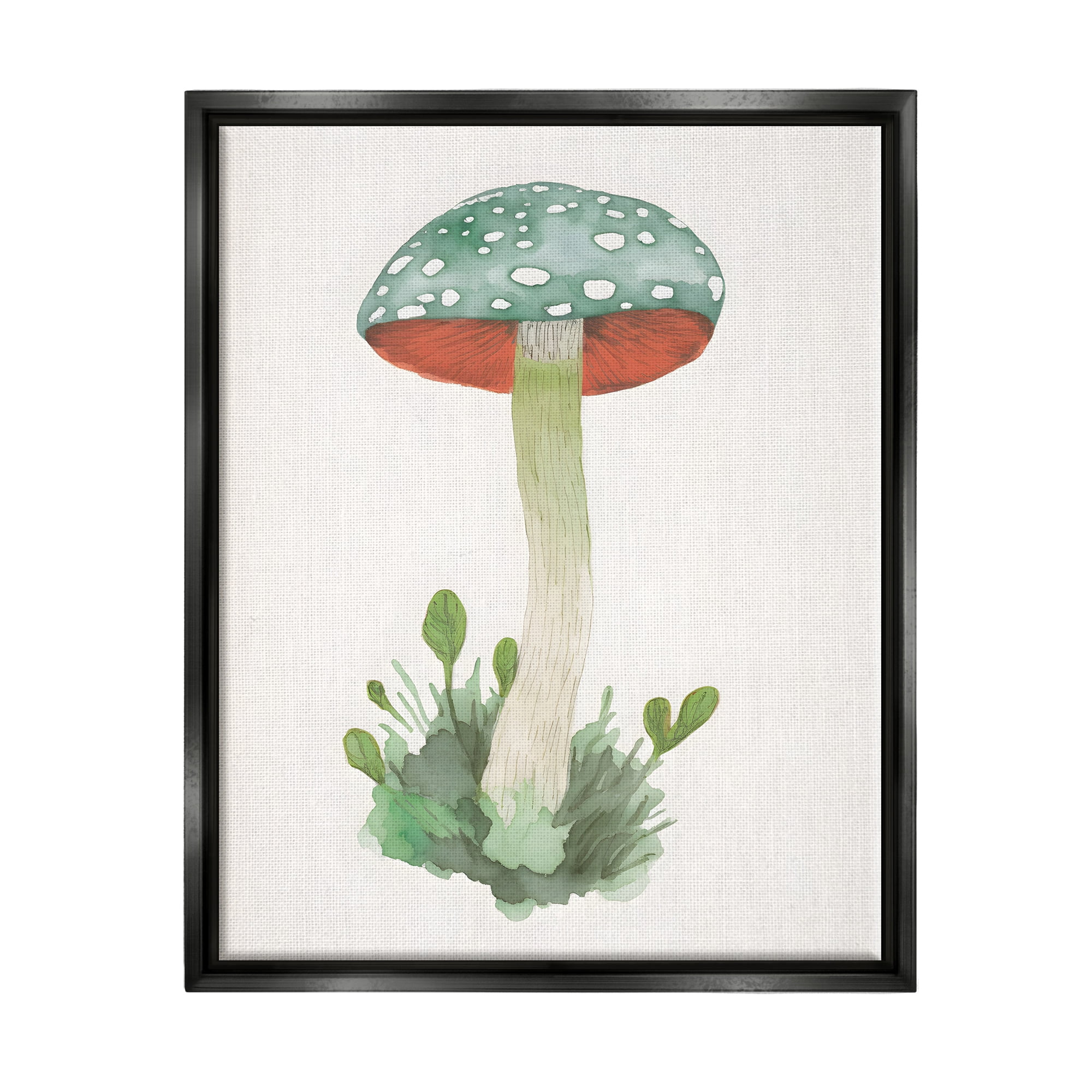 Stupell Industries Spotted Watercolor Mushroom Botanical & Floral Painting Black Floater Framed Canvas Art Print Wall Art, 17 x 21