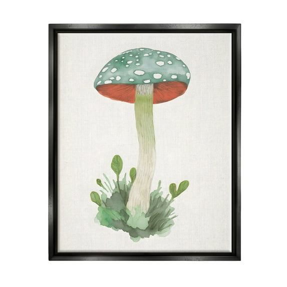 Stupell Industries Spotted Watercolor Mushroom Botanical & Floral Painting Black Floater Framed Canvas Art Print Wall Art, 17 x 21