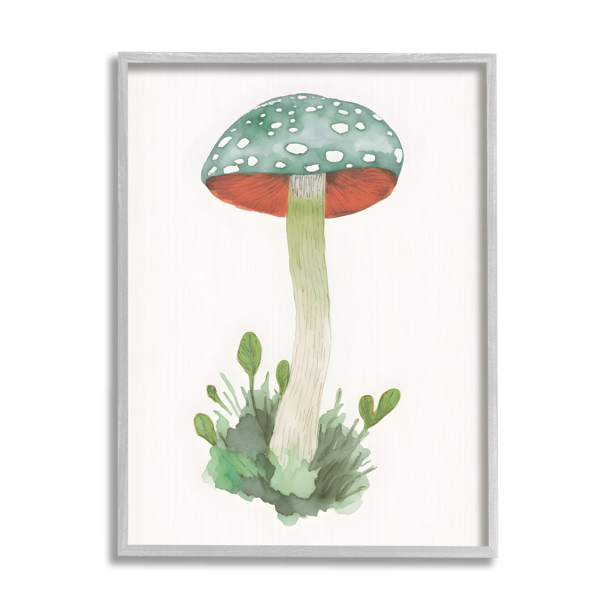 Stupell Industries Spotted Watercolor Mushroom Botanical & Floral Painting Gray Framed Art Print Wall Art, 11 x 14