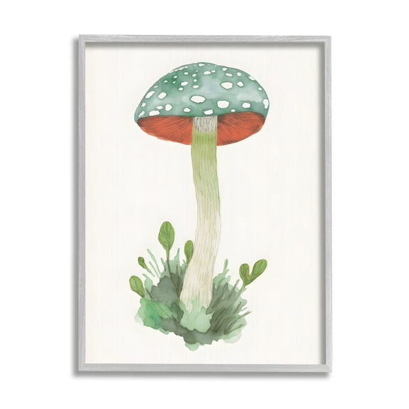 Stupell Industries Spotted Watercolor Mushroom Botanical & Floral Painting Gray Framed Art Print Wall Art, 11 x 14