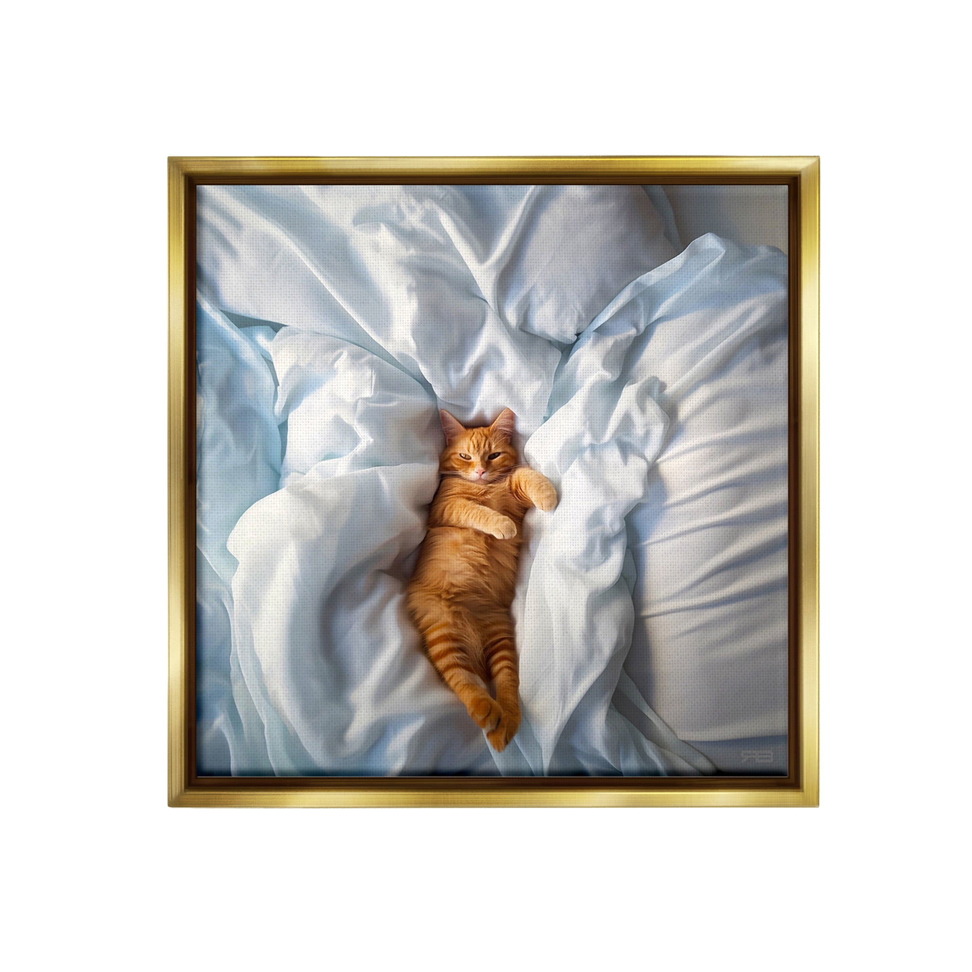 Stupell Industries Sprawled Orange Cat Animals & Insects Painting Gold Floater Framed Canvas Art Print Wall Art, 25 x 25