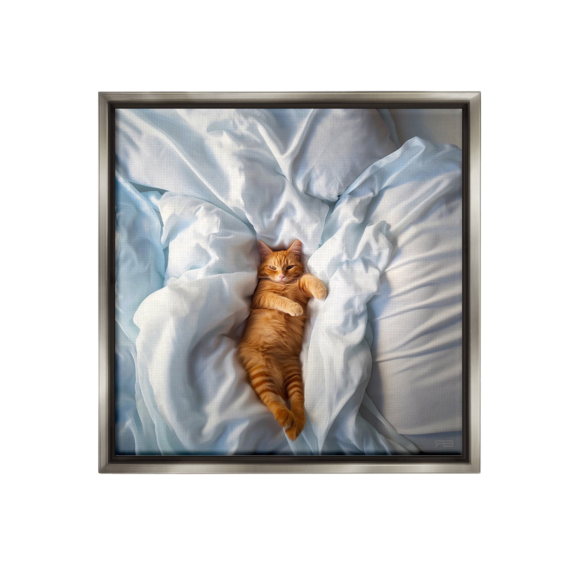 Stupell Industries Sprawled Orange Cat Animals & Insects Painting Gray Floater Framed Canvas Art Print Wall Art, 18 x 18