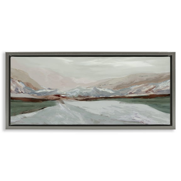 Stupell Industries Sprawling Waters Landscape Gray Framed Floater Canvas Wall Art design by Jacob Q, 14 x 31
