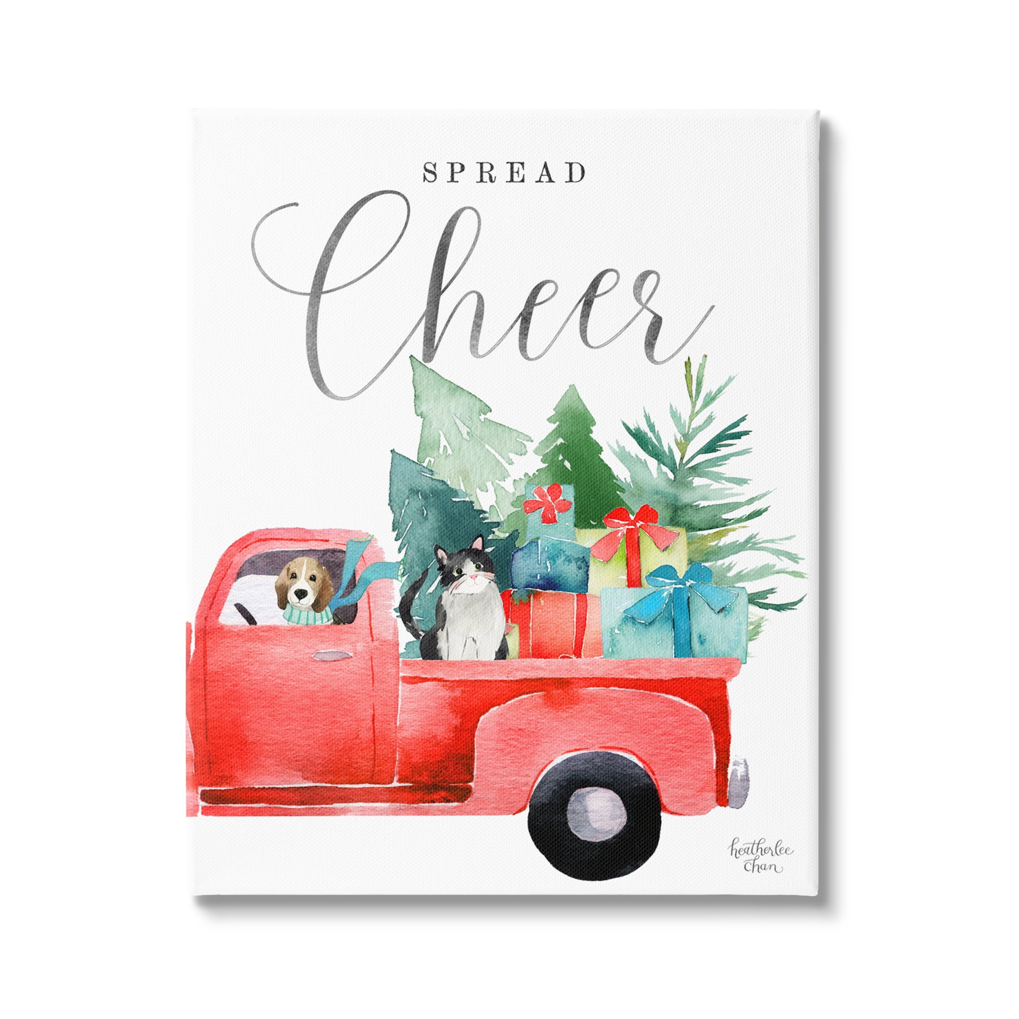 Stupell Industries Spread Cheer Truckload Christmas Gifts Presents Pets Graphic Art Gallery Wrapped Canvas Print Wall Art, Design by Heatherlee Chan