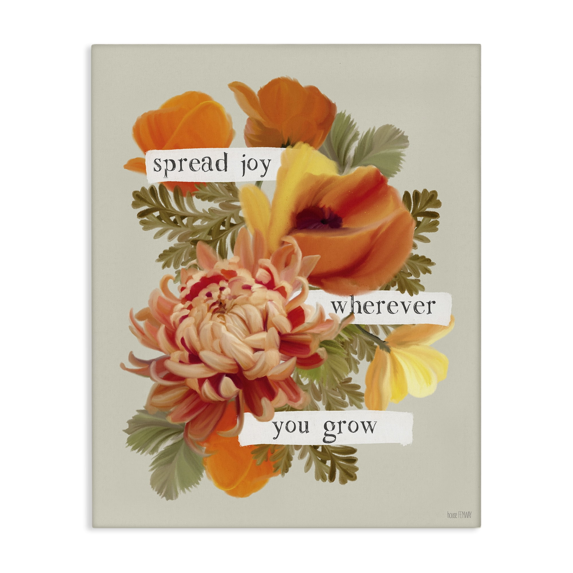 Stupell Industries Spread Joy Flowers Botanical & Floral Painting Gallery Wrapped Canvas Art Print Wall Art, 24 x 30