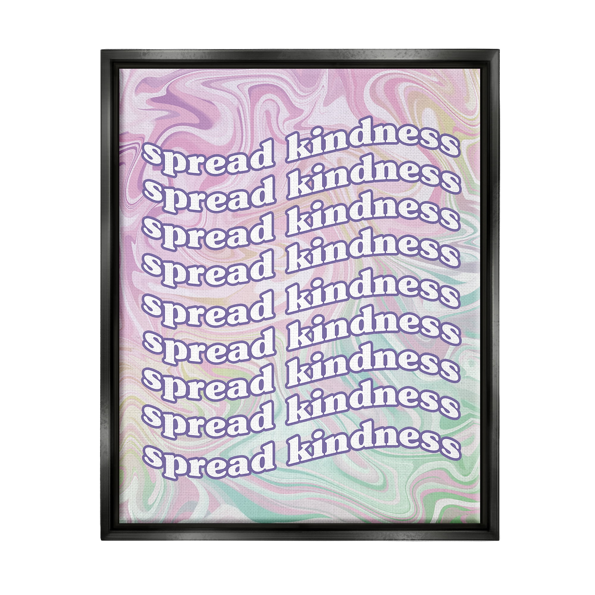 Stupell Industries Spread Kindness Pastel Pattern Inspirational Painting Black Floater Framed Art Print Wall Art