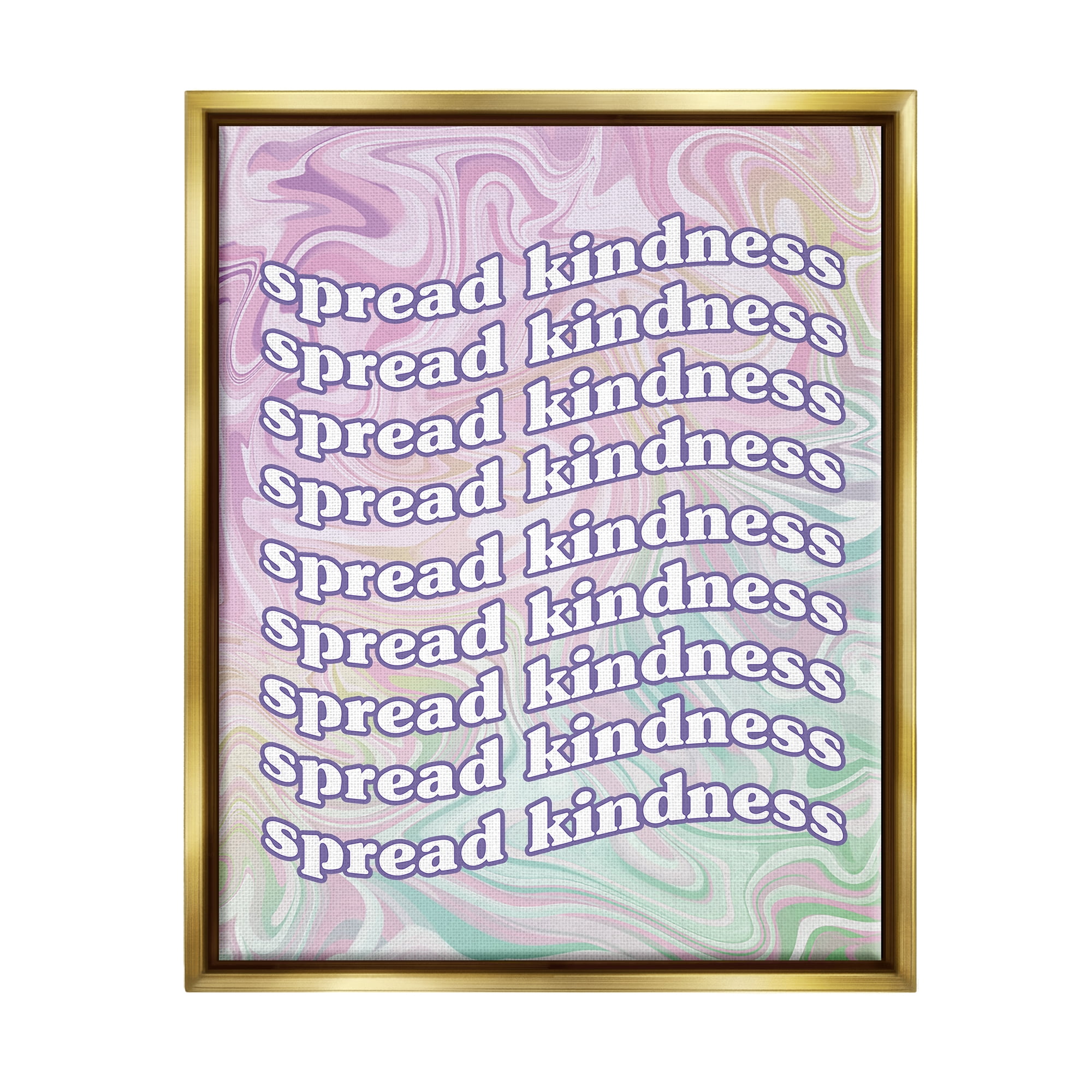 Stupell Industries Spread Kindness Pastel Pattern Inspirational Painting Gold Floater Framed Art Print Wall Art