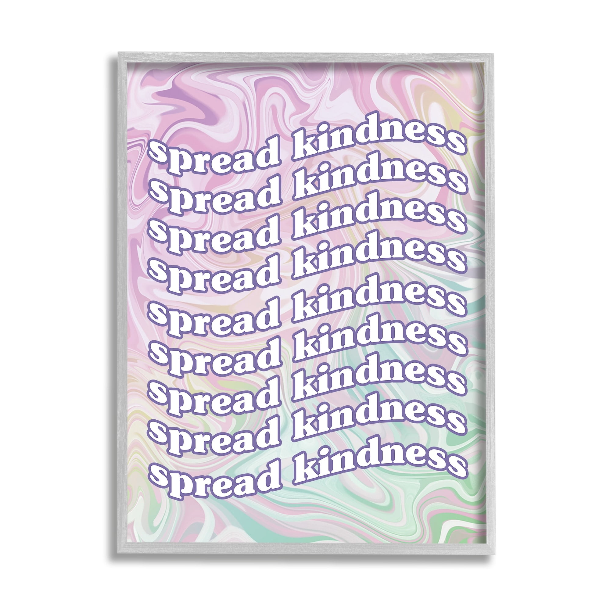 Stupell Industries Spread Kindness Pastel Pattern Inspirational Painting Gray Framed Art Print Wall Art
