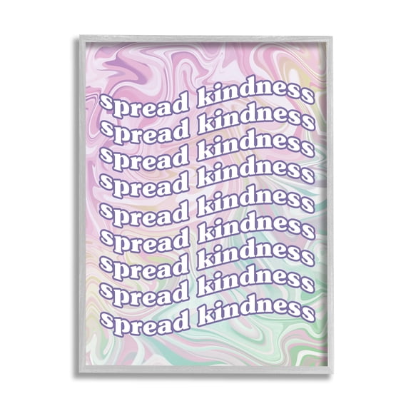 Stupell Industries Spread Kindness Pastel Pattern Inspirational Painting Gray Framed Art Print Wall Art