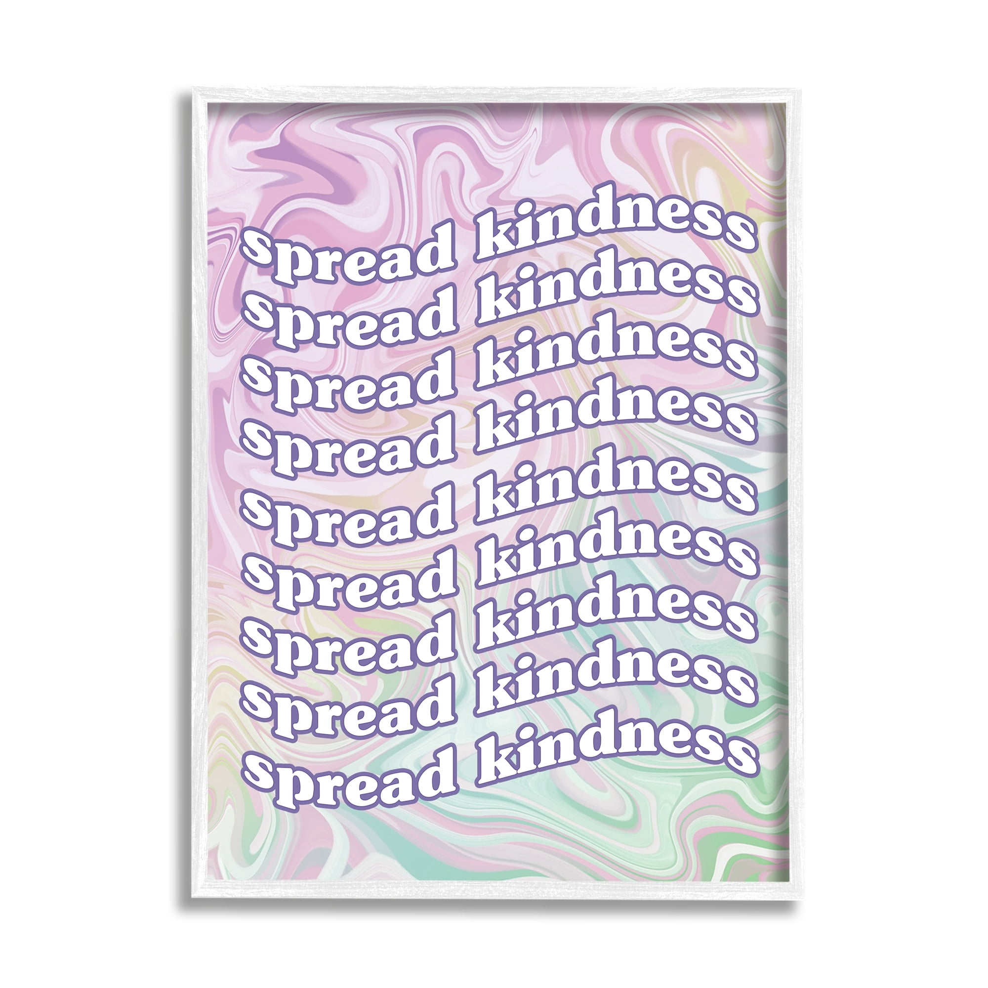 Stupell Industries Spread Kindness Pastel Pattern Inspirational Painting White Framed Art Print Wall Art