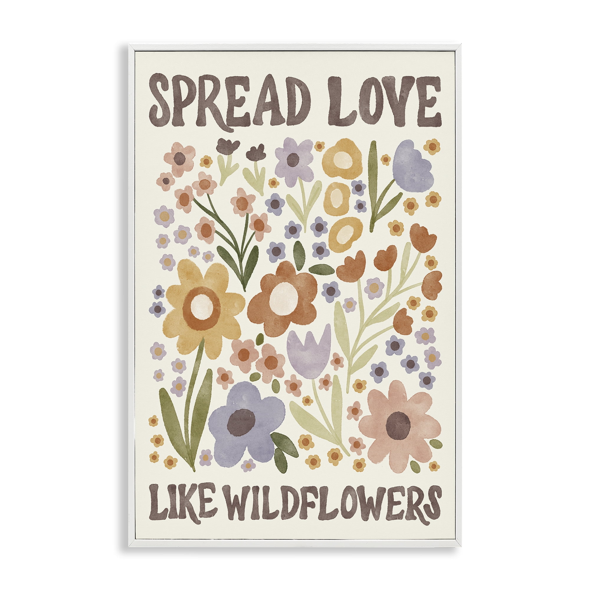 Stupell Industries Spread Love Like Wildflowers Plants & Flowers Painting White Framed Art Print Wall Art, 20 x 30
