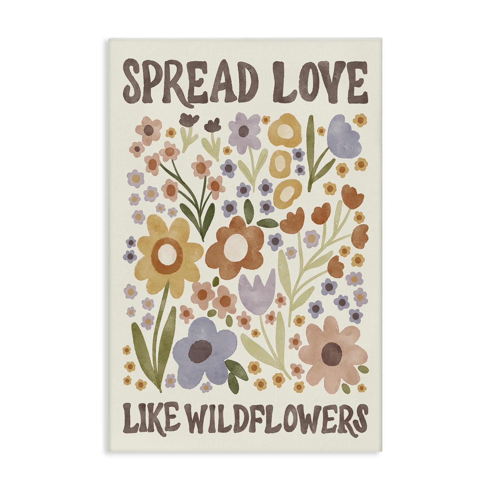 Stupell Industries Spread Love Like Wildflowers Plants & Flowers Painting Wrapped Canvas Art Print Wall Art, 24 x 36