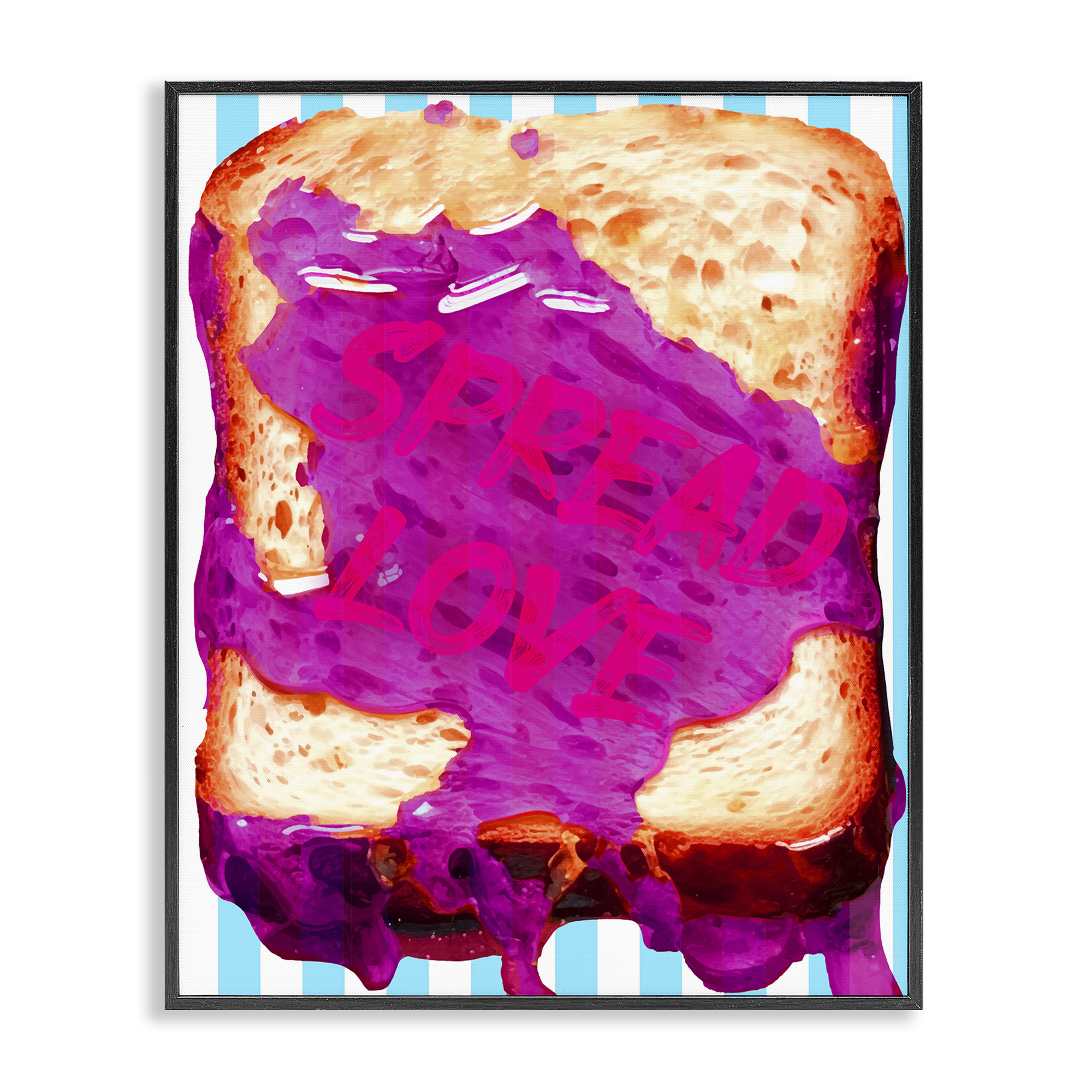 Stupell Industries Spread Love Toast Food & Beverage Painting Black Framed Art Print Wall Art, 24 x 30