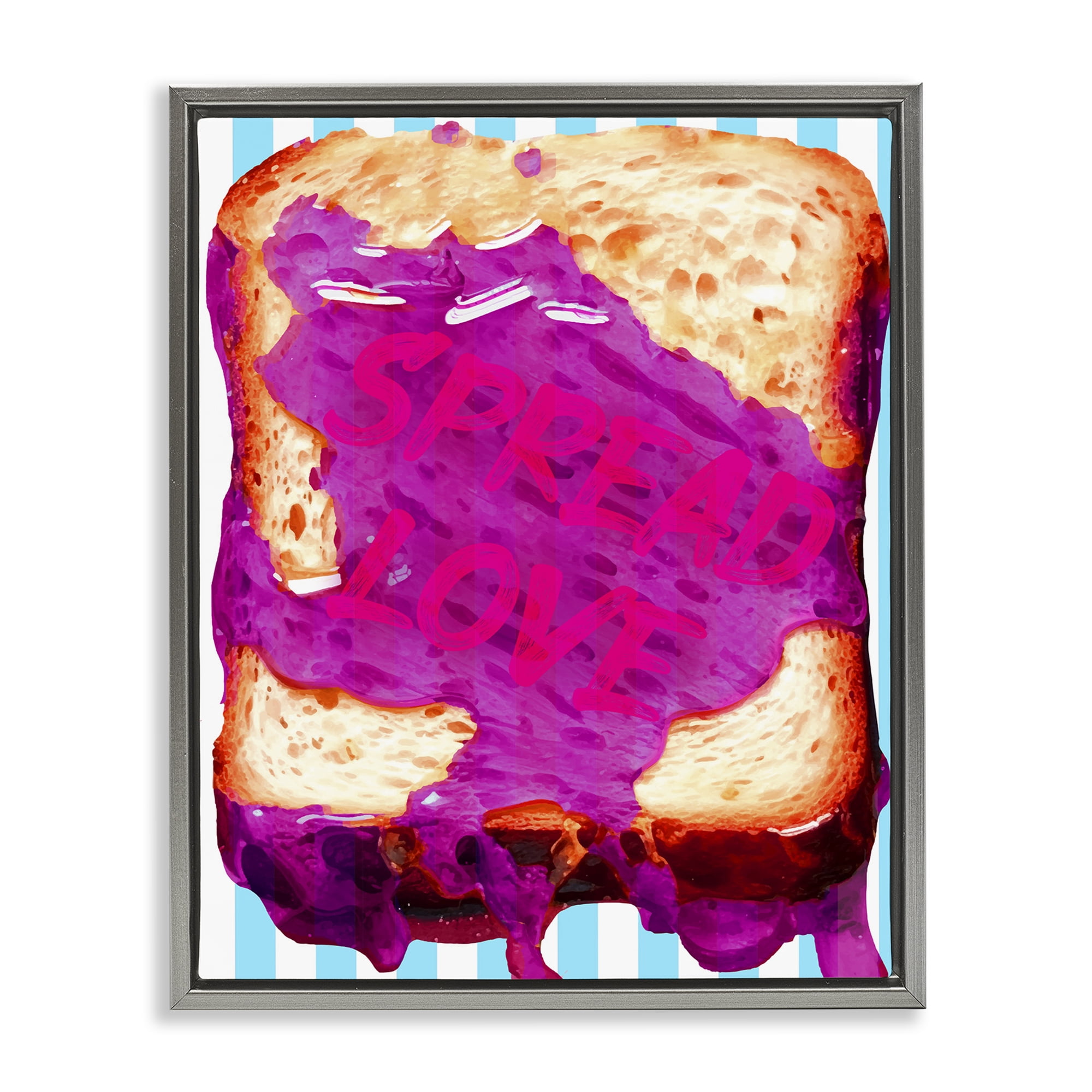 Stupell Industries Spread Love Toast Food & Beverage Painting Gray Floater Framed Art Print Wall Art, 17 x 21