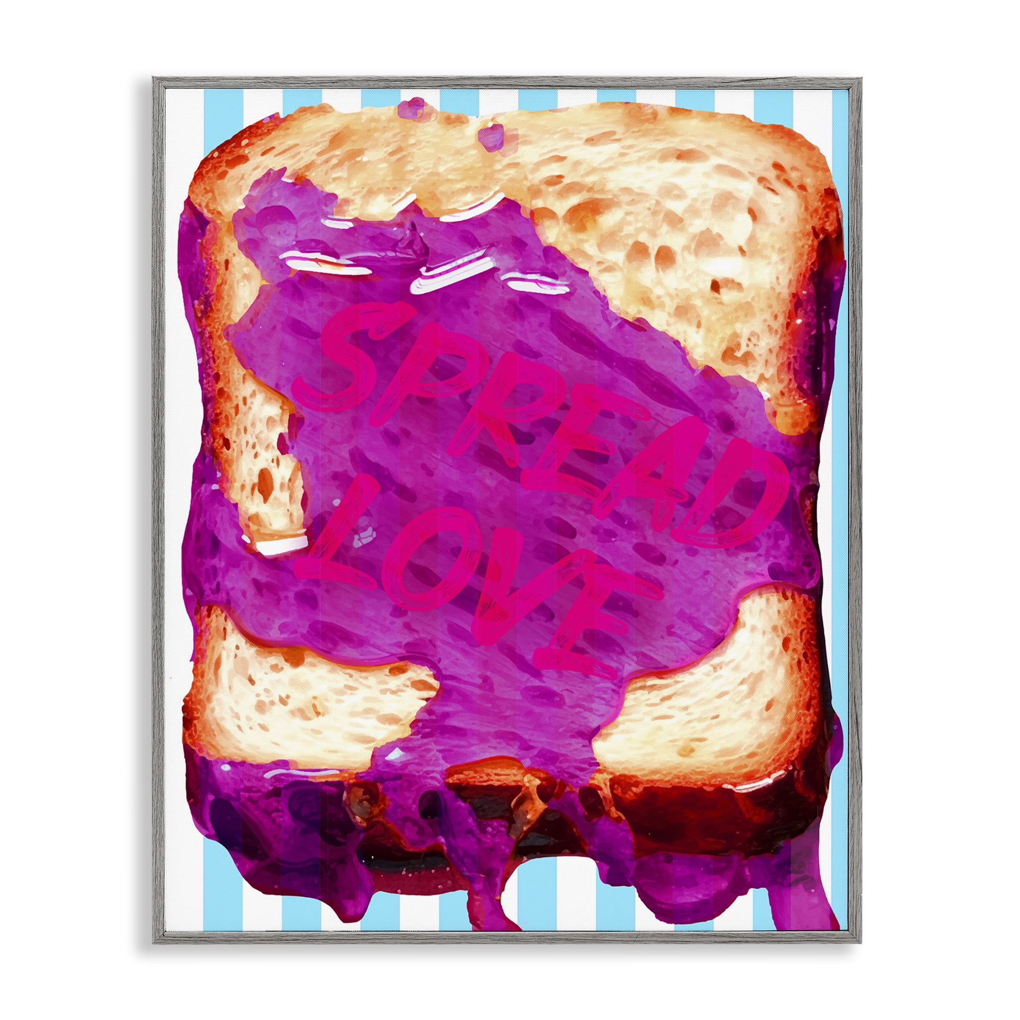 Stupell Industries Spread Love Toast Food & Beverage Painting Gray Framed Art Print Wall Art, 11 x 14