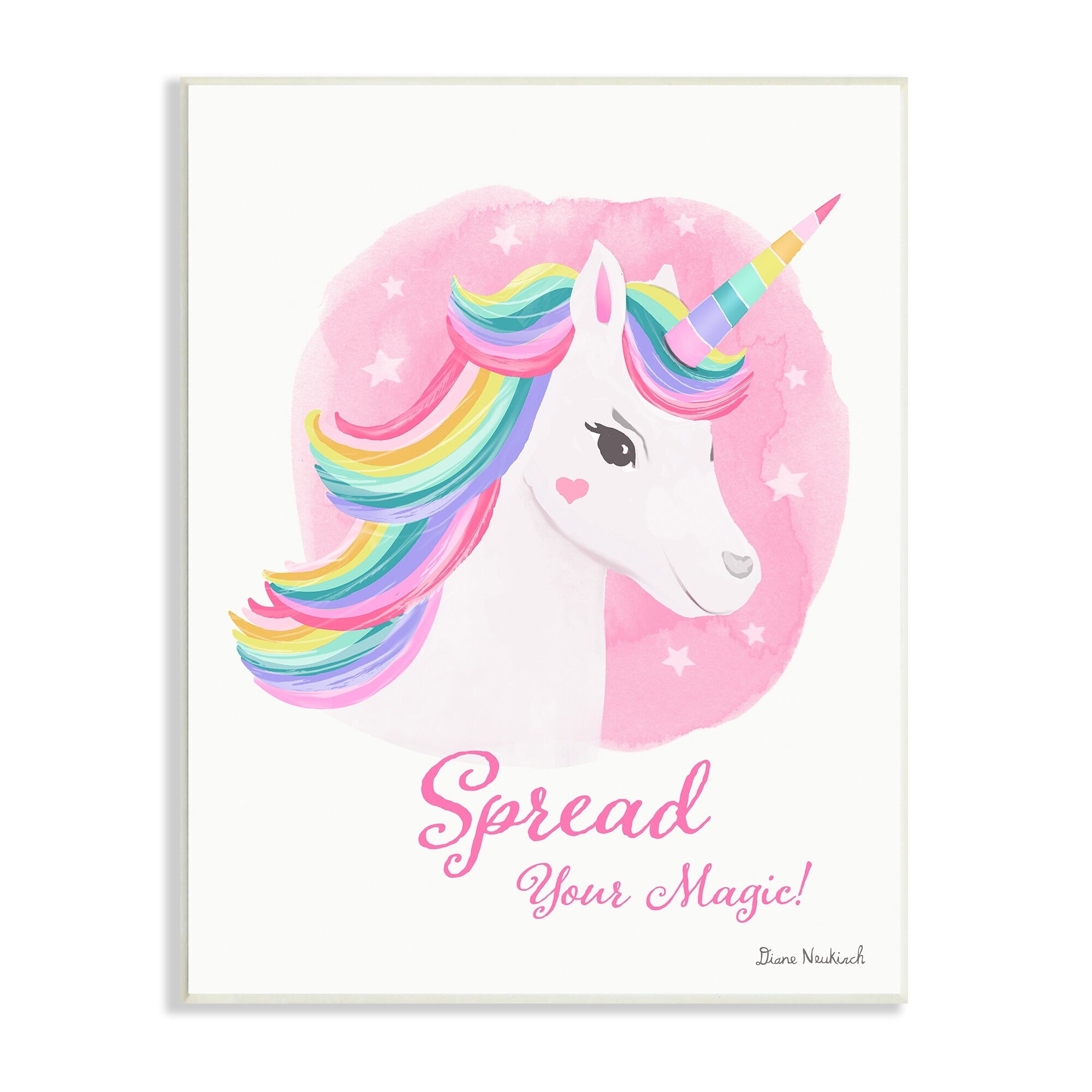 Stupell Industries Spread Your Magic Fantasy Rainbow Unicorn Mane Graphic Art Unframed Art Print Wall Art, Design by Diane Neukirch