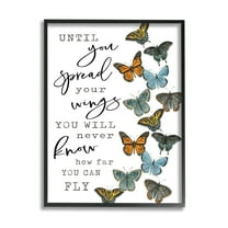 Stupell Industries Spread Your Wings Encouraging Butterflies Motivational Quote Graphic Art Black Framed Art Print Wall Art, Design by Cindy Jacobs