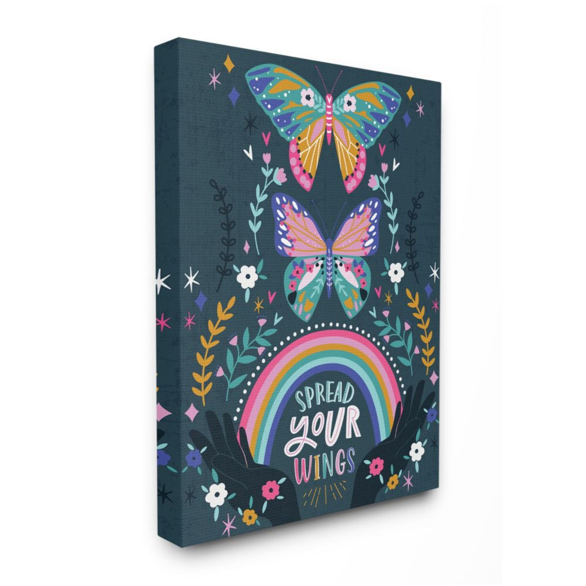 Stupell Industries Spread Your Wings Quote Intricate Butterfly Patterns Design by Angela Nickeas, 36" x 48"
