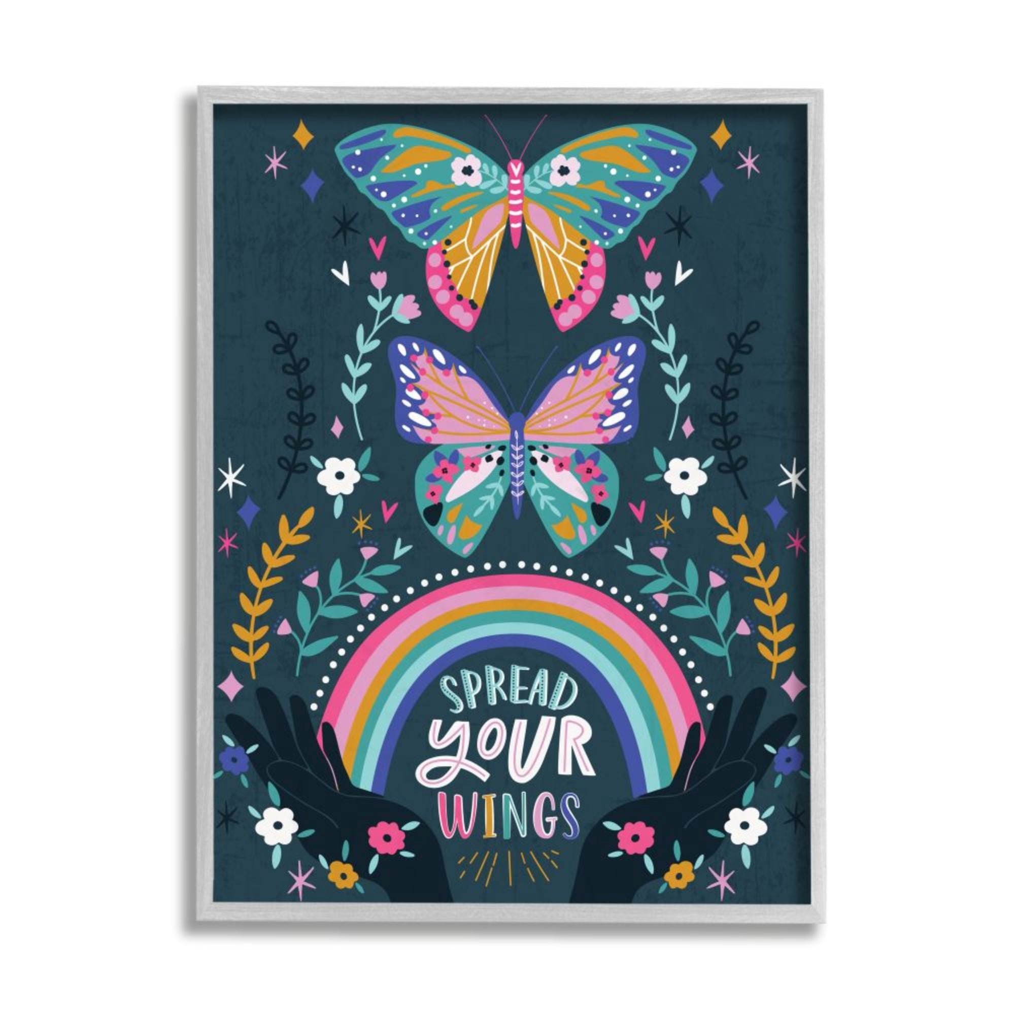 Stupell Industries Spread Your Wings Quote Intricate Butterfly Patterns Design by Angela Nickeas
