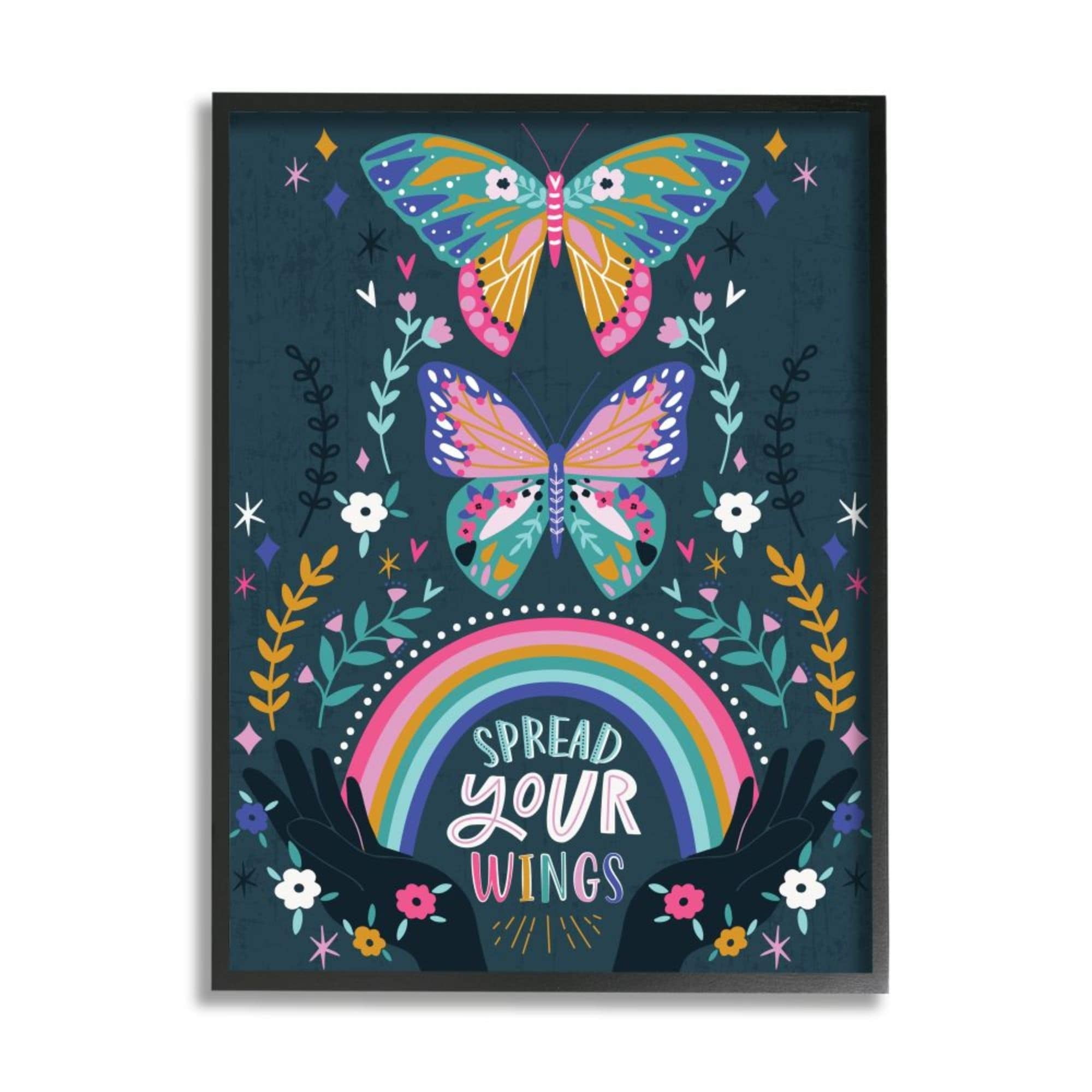 Stupell Industries Spread Your Wings Quote Intricate Butterfly Patterns Design by Angela Nickeas