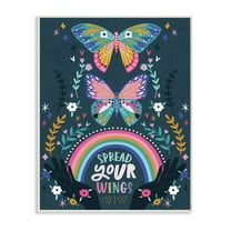 Stupell Industries Spread Your Wings Quote Intricate Butterfly Patterns Graphic Art Unframed Art Print Wall Art, 13x19, by Angela Nickeas