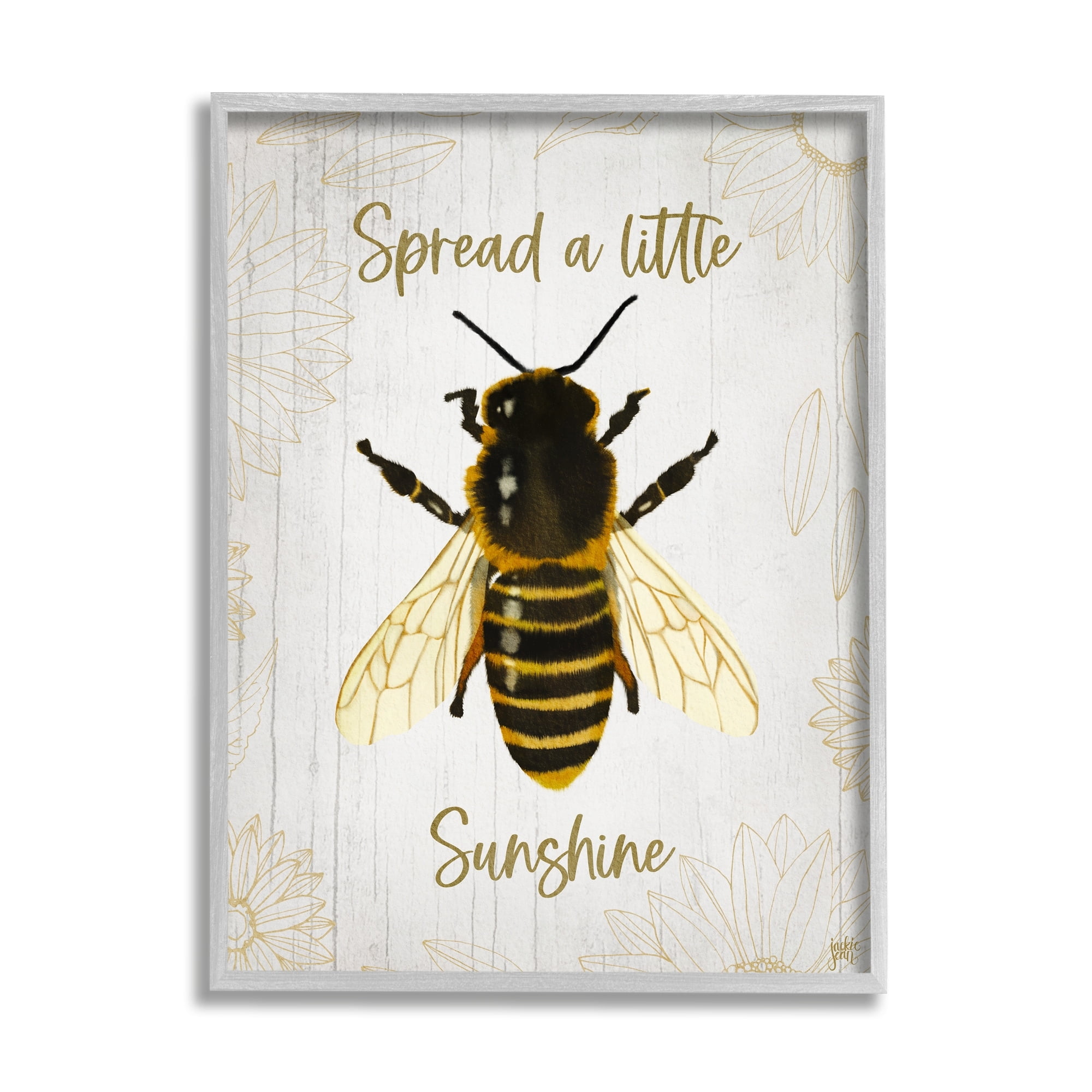 Stupell Industries Spread a Little Sunshine Phrase Country Bumble Bee, 11 x 14, Design by Jackie Quigley