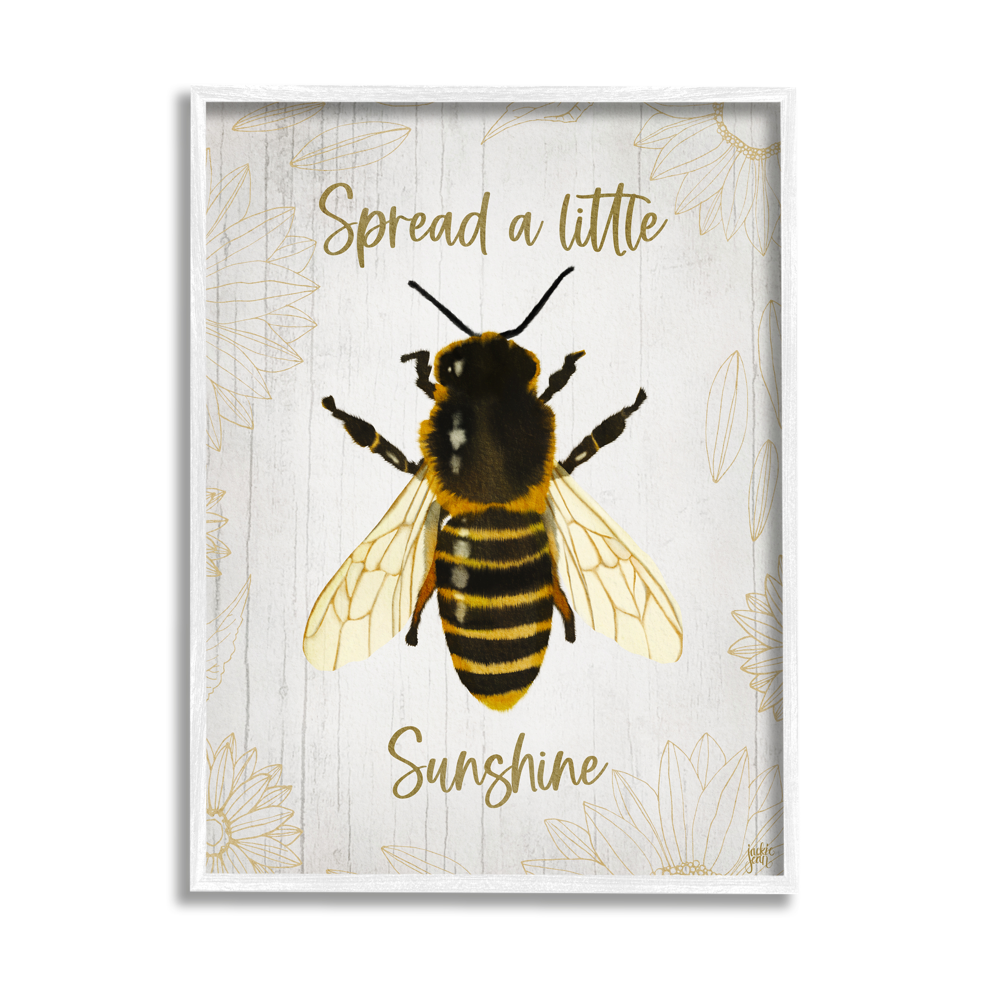 Stupell Industries Spread a Little Sunshine Phrase Country Bumble Bee, 16 x 20, Design by Jackie Quigley