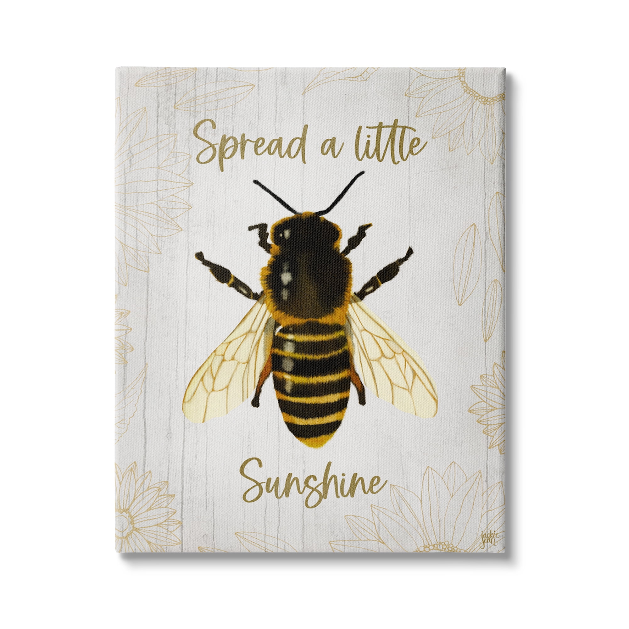 Stupell Industries Spread a Little Sunshine Phrase Country Bumble Bee, 16 x 20, Design by Jackie Quigley