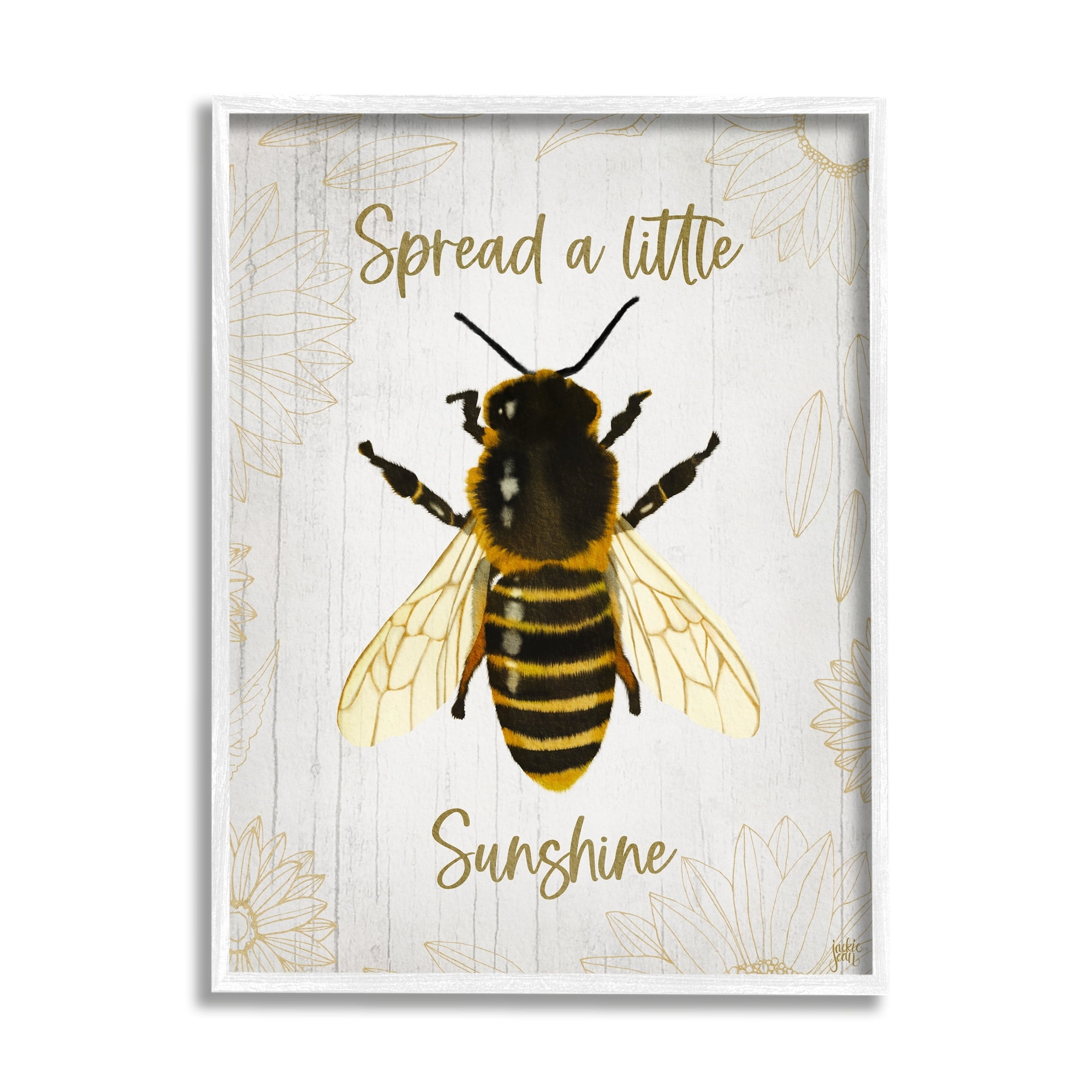 Stupell Industries Spread a Little Sunshine Phrase Country Bumble Bee, 24 x 30, Design by Jackie Quigley