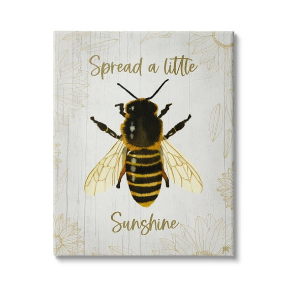 Stupell Industries Spread a Little Sunshine Phrase Country Bumble Bee, 30 x 40, Design by Jackie Quigley