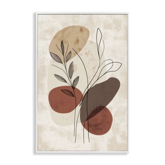 Stupell Industries Contemporary Sprig Outlines Neutrals White Framed Giclee Art, 20 x 30, by LSR Design Studio