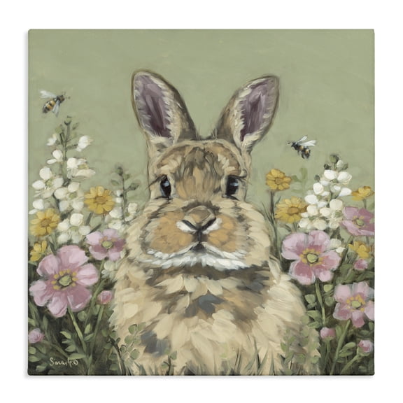 Stupell Industries Spring Abloom Rabbit Canvas Wall Art, design by Sara G. Designs