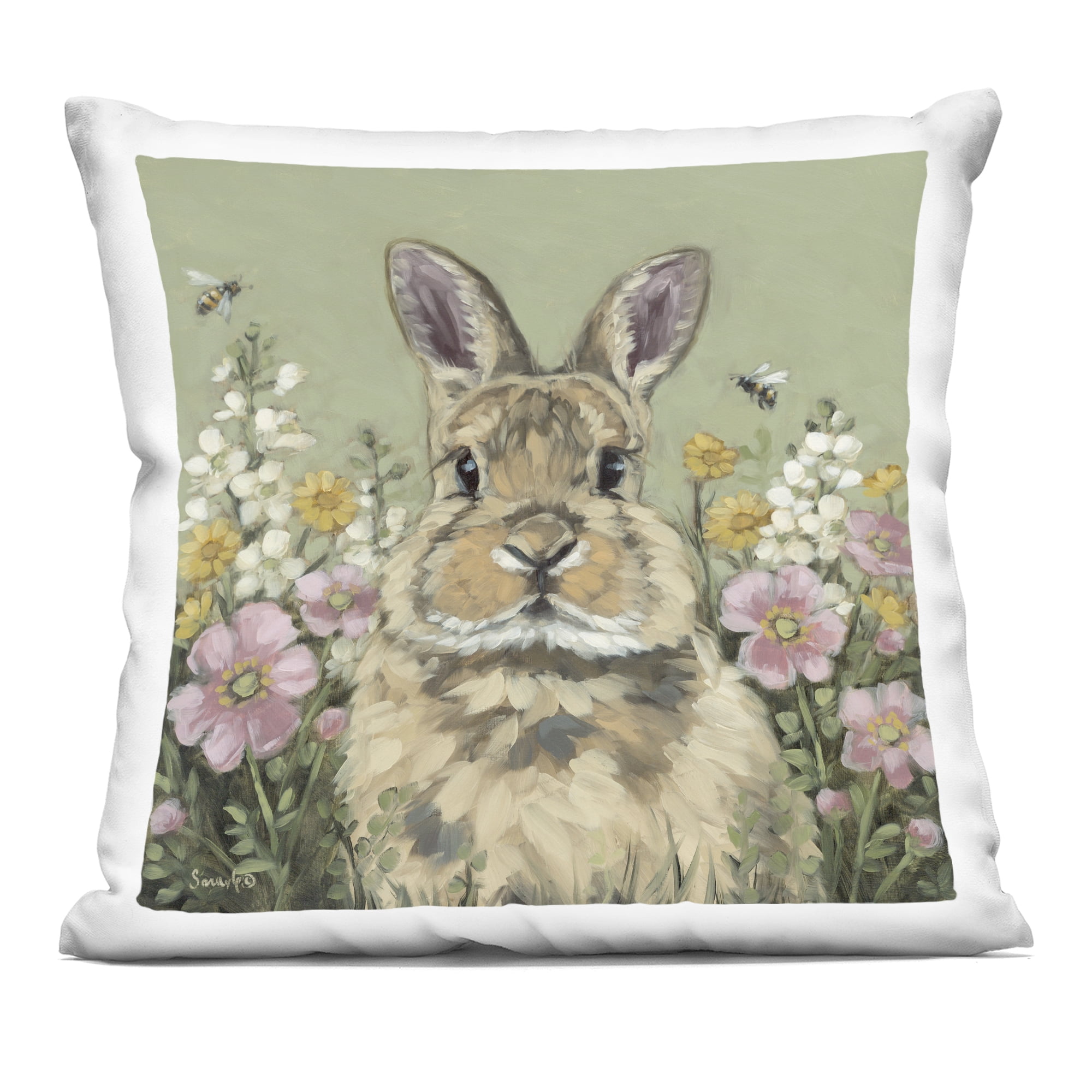 Stupell Industries Spring Abloom Rabbit Decorative Printed Throw Pillow, design by Sara G. Designs