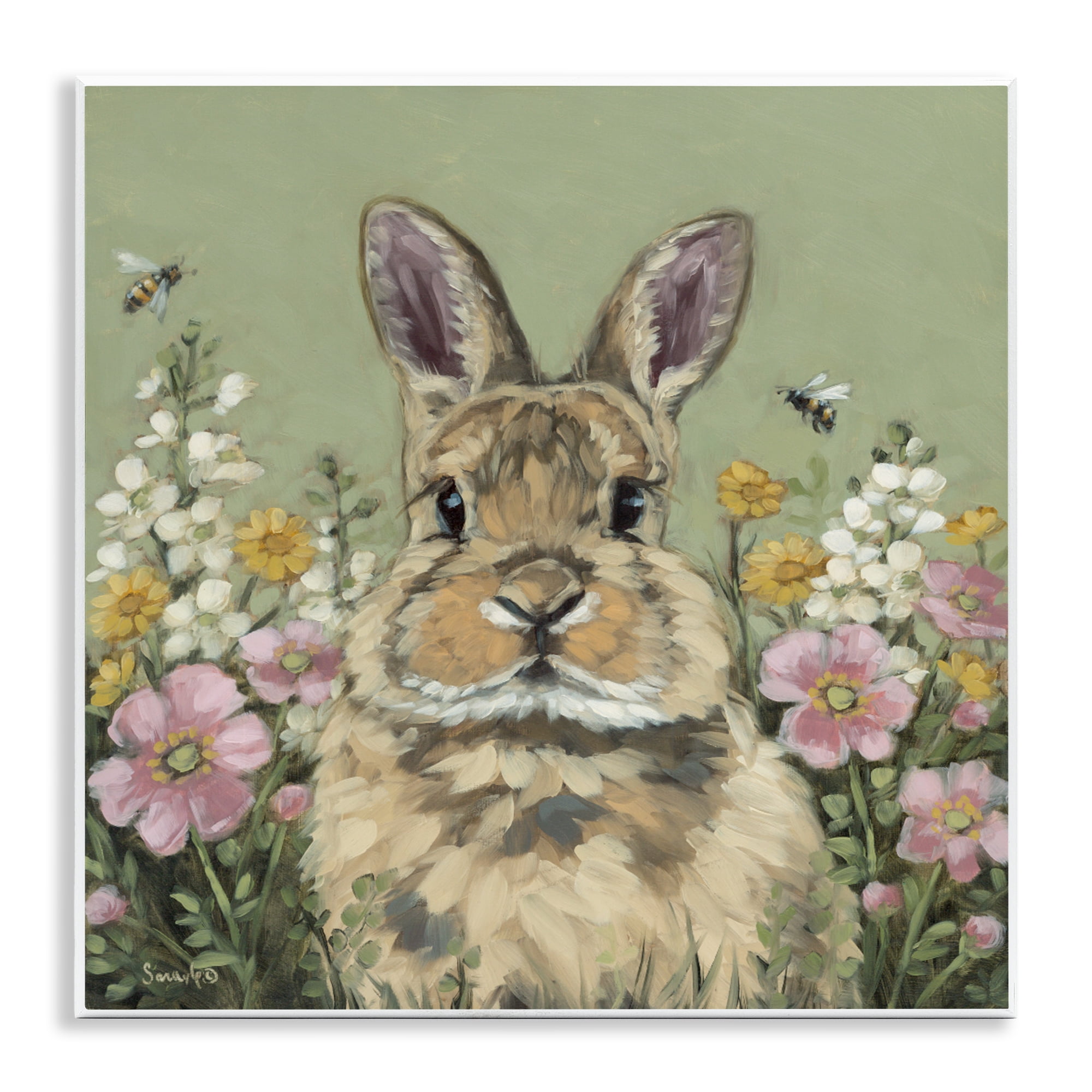 Stupell Industries Spring Abloom Rabbit Wall Plaque Art, design by Sara G. Designs
