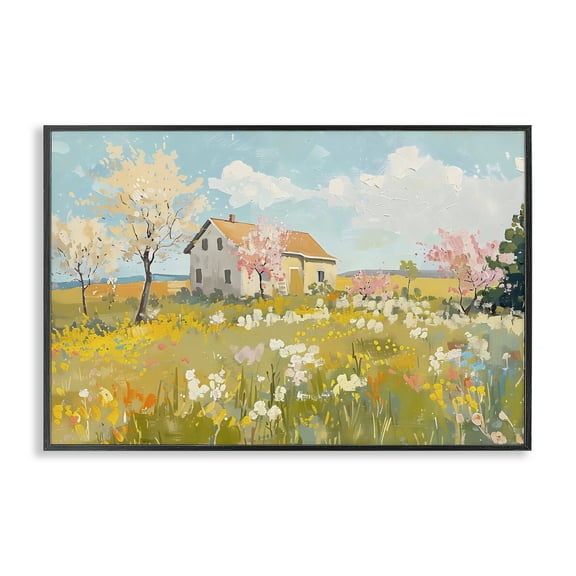 Stupell Industries Spring Barn Scene Black Framed Giclee Art design by LSR Creative Studio, 12 x 18