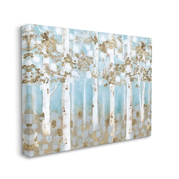 Stupell Industries Spring Birch Tree Forest Soft Blue Contemporary Landscape Landscape Painting Gallery Wrapped Canvas Print Wall Art, 36 x 48