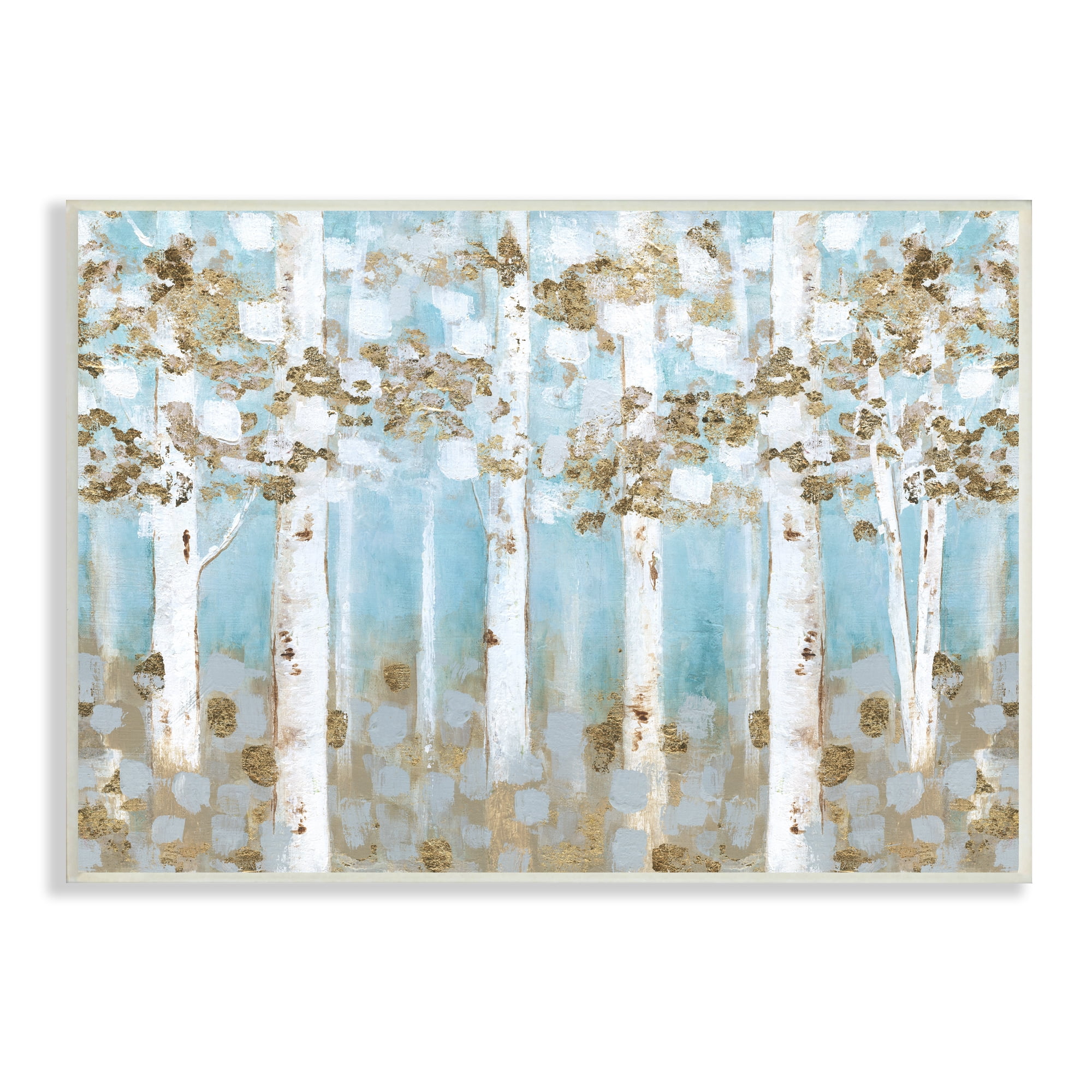 Stupell Industries Spring Birch Tree Forest Soft Blue Contemporary Landscape Landscape Painting Unframed Art Print Wall Art, 13 x 19