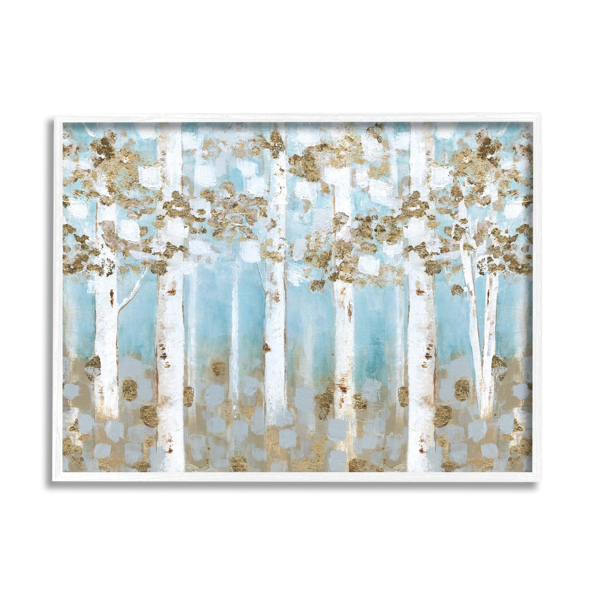 Stupell Industries Spring Birch Tree Forest Soft Blue Contemporary Landscape Landscape Painting White Framed Art Print Wall Art, 24 x 30